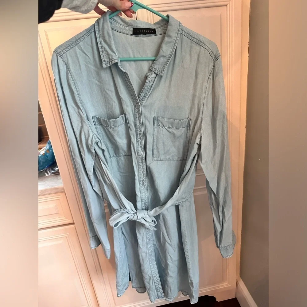 Sanctuary Light Blue Denim Shirt Dress Size L